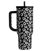 Leopard Tumbler with Handle 40oz, Stainless Steel Insulated Tumblers Coffee Travel Mug with Lid Straw, Black White Leopard Print Cups Gifts for Women Girl, Gift for Birthday Christmas